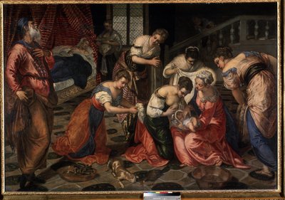 La nativite de Saint Jean Baptiste (Johannes Kastajan syntymä). Tintoretton maalaus (Jacopo Robusti nimeltä Tintoretto tekijältä Jacopo Robusti Tintoretto