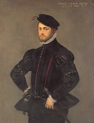 Nuoren miehen muotokuva, 22, 1554 tekijältä Jacopo Robusti Tintoretto