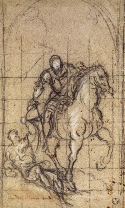 Jacopo Robustin, joka tunnetaan nimellä Tintoretto (1519-1594), tutkimus San Martinolle, piirustus tekijältä Jacopo Robusti Tintoretto