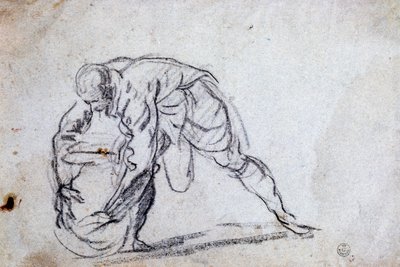 Tutkimus taipuneelle mieshahmolle tekijältä Jacopo Robusti Tintoretto