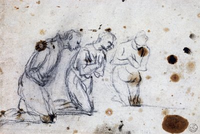 Tutkimus polvistuville hahmoille tekijältä Jacopo Robusti Tintoretto