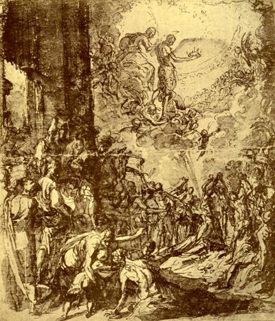 Study for the Martyrdom of St Stephen, kirjoittanut Tintoretto, 1913. tekijältä Jacopo Robusti Tintoretto