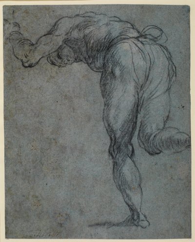 Tutkimus eteenpäin kumartuvasta mieshahmosta, 1575-n.1585 tekijältä Jacopo Robusti Tintoretto