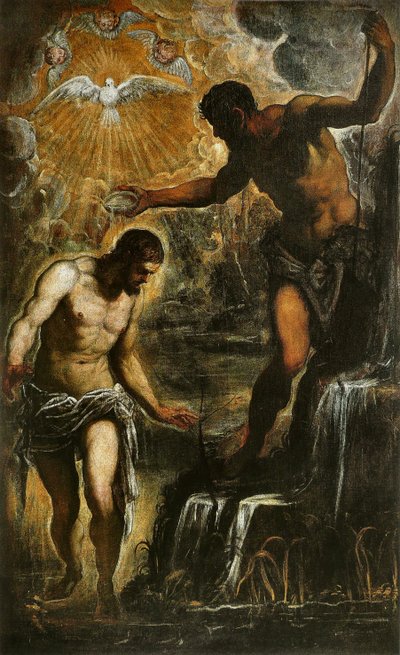 Kristuksen kaste, noin 1589 tekijältä Jacopo Robusti Tintoretto