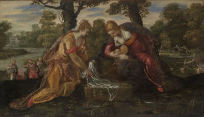 Mooseksen löytö, n. 1555-1575 tekijältä Jacopo Robusti Tintoretto