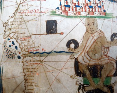 Yksityiskohta afrikkalaisesta hallitsijasta renessanssin Euroopan kartalta, Jacopo Russo (jälkeen), 1528 tekijältä Jacopo Russo