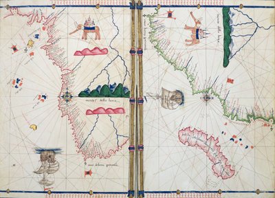 Ms Ital 550.0.3.15 fol.4v-5r Afrikan ja Hyvän toivon niemimaan kartta, Carte Geografiche -teoksesta. tekijältä Jacopo Russo