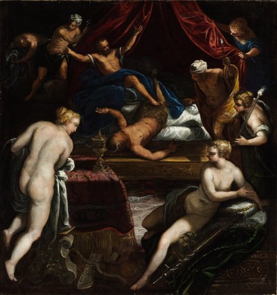 Herkules karkottaa Faunin Omphalen vuoteesta tekijältä Jacopo Tintoretto