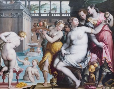 Bathsheba kylvyssä tekijältä Jacopo Zucchi