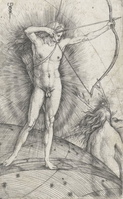 Apollo jousella ja nuolella taivaanpallolla ja Diana peuran kanssa, 1503-5 tekijältä Jacopo de Barbari