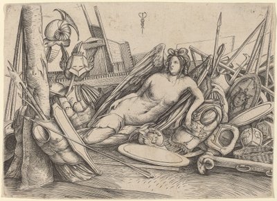 Victory Reclining Amid Trophys, c. 15001503. tekijältä Jacopo de Barbari