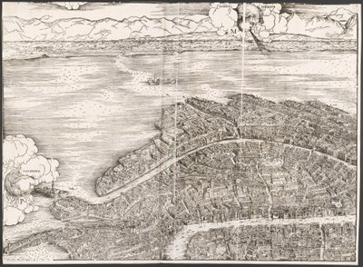 Näkymä Venetsiaan [vasen ylälohko], 1500. tekijältä Jacopo de Barbari
