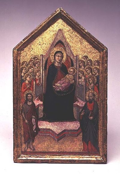 Madonna ja lapsi Pyhän Johannes Kastajan, Pyhän Paavalin ja enkelien kanssa tekijältä Jacopo del Casentino