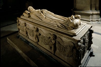 Savonan markiisin suvun Ilaria del Carretto -muistomerkki. Yksityiskohta. Marmori veistos tekijältä Jacopo della Quercia
