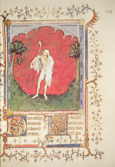 Fr 13091 f.106 Hullu, Jean de Berryn psalterista, n. 1386 tekijältä Jacquemart de Hesdin