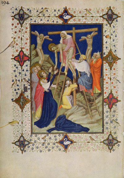 MS 11060-11061 Ristin tunnit: Vespers, laskeutuminen ristiltä tekijältä Jacquemart de Hesdin