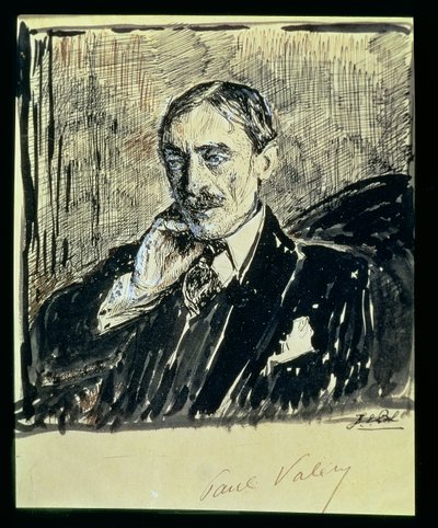 Ranskalaisen kirjailijan Paul Ambroise Valeryn (1871-1945) muotokuva (muste paperille) tekijältä Jacques Emile Blanche