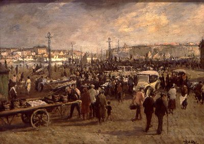 The Fish Sale (öljy kankaalle) tekijältä Jacques Emile Blanche