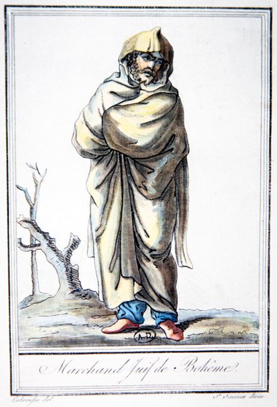 Böömin juutalainen kauppias "Encyclopedie des Voyages" -teoksesta, kaivertanut L.F. Labrousse tekijältä Jacques (after) Grasset de Saint Sauveur
