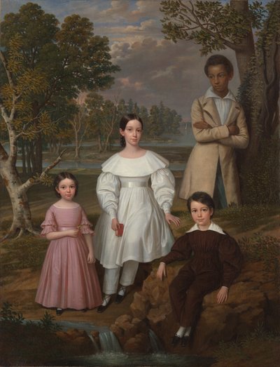 Bélizaire ja Freyn lapset, n.1837 (öljy kankaalle) tekijältä Jacques (attr. to) Amans
