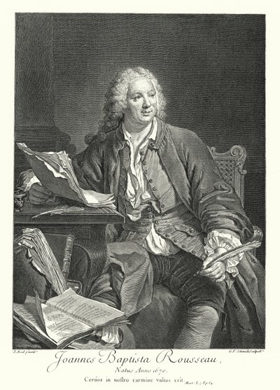 Jean-Baptiste Rousseau, ranskalainen runoilija ja näytelmäkirjailija (kaiverrus) tekijältä Jacques Andre Joseph Camelot (after) Aved