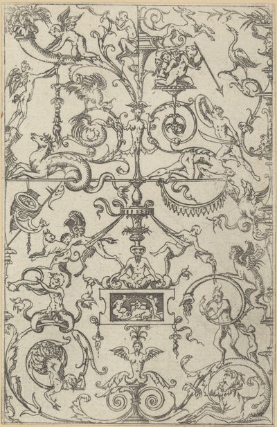 Groteski paneeli, 1550. tekijältä Jacques Androuet Du Cerceau