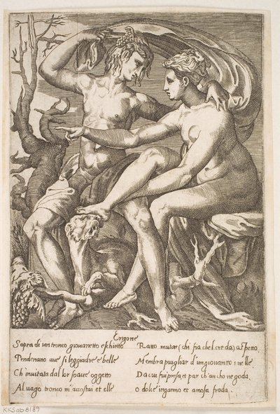 Bacchus ja Erigone tekijältä Jacques Androuet Ducerceau d.Æ.