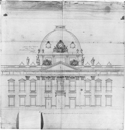 Suunnitelma Pariisin sotakorkeakoulua varten, 1769. tekijältä Jacques Ange Gabriel