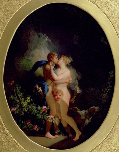 Venus ja Adonis (öljy) tekijältä Jacques Antoine (circle of) Vallin