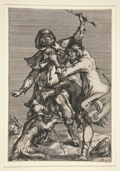 Kerjäläinen ja katumuusikko (tai Two Tramps Fighting) tekijältä Jacques Bellange