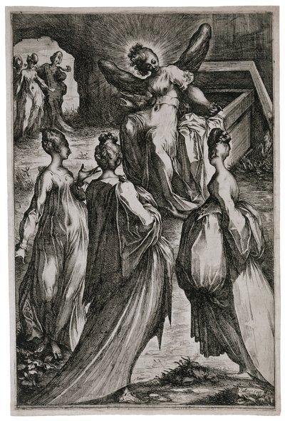 Pyhät naiset haudalla, 1613-1616 (etsaus ja kaiverrus) tekijältä Jacques Bellange