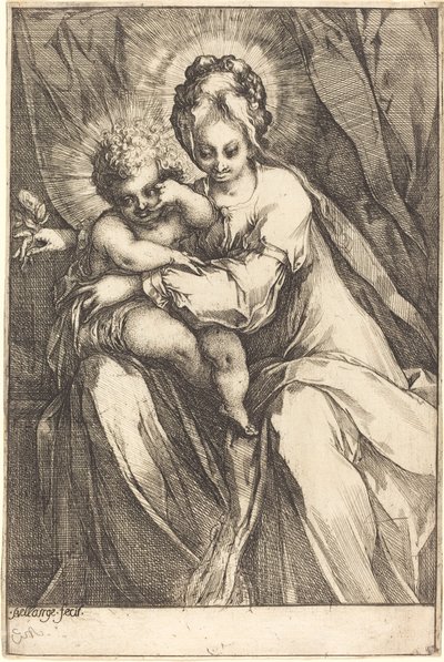 Neitsyt ja lapsi ruusun kanssa, n. 16161617. tekijältä Jacques Bellange