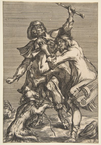 Kaksi taistelevaa kerjäläistä, 1612-1616. tekijältä Jacques Bellange