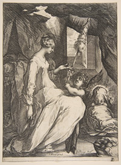 Neitsyt ja lapsi enkelin kanssa, 1612-16. tekijältä Jacques Bellange