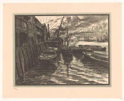 Sloops on Thames Lontoossa tekijältä Jacques Beltrand (signed by artist)