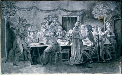 Hääillallinen vallankumouksen aikana Piirustus Jacques Bertaux (1745-1818) Paris. tekijältä Jacques Bertaux