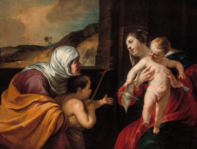 Neitsyt ja lapsi Pyhän Elisabetin ja pikkulapsen kanssa Pyhä Johannes Kastaja, 162829. tekijältä Jacques Blanchard