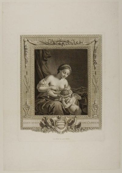 Cupidon koulutus (kaiverrus) tekijältä Jacques Bouillard