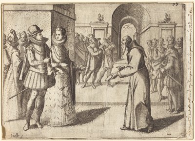 Kapusiinimunkki tuo Baijerin kuninkaan kiitokset [etupuoli] tekijältä Jacques Callot
