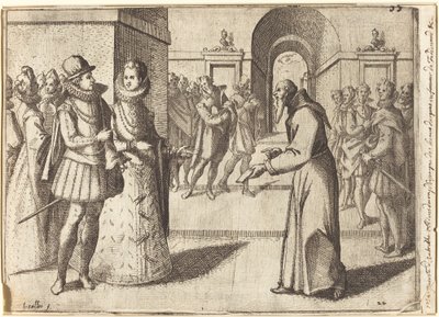 Kapusiini, joka tuo Baijerin kuninkaan kiitoksen [recto] tekijältä Jacques Callot