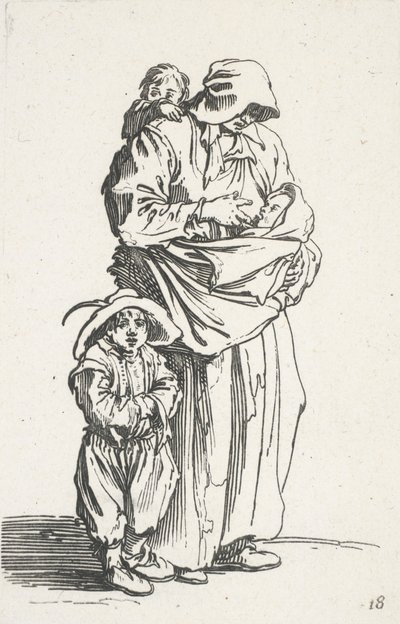 Äiti ja hänen kolme lastaan, Kerjäläisistä (La mere et ses trois enfants) tekijältä Jacques Callot