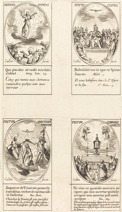 Ascension; Pentacost; Kolminaisuus; corpus Christi tekijältä Jacques Callot