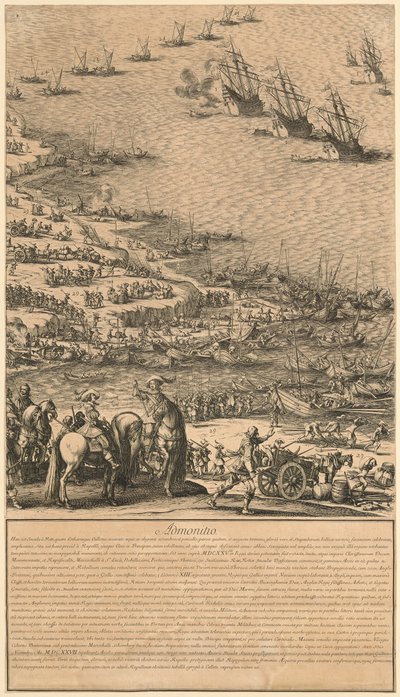 Yksityiskohta teoksesta "St. Martinin linnoituksen piiritys Île de Réllä" tekijältä Jacques Callot