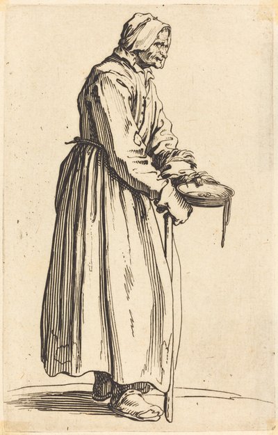 Kerjäläinen nainen Panin kanssa tekijältä Jacques Callot