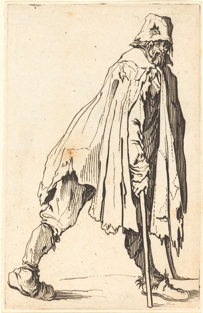 Kerjäläinen kainalosauvoilla ja lippisellä tekijältä Jacques Callot