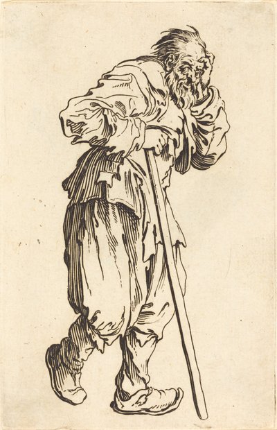 Kerjäläinen kepillä, c. 1622. tekijältä Jacques Callot
