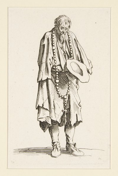 Kerjäläinen rukouksen kanssa, The Beggars (Le mendiant au rosaire) tekijältä Jacques Callot