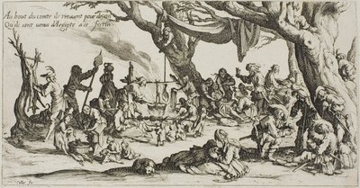 Mustalaisten leirintäalue: Juhlan valmistelu tekijältä Jacques Callot