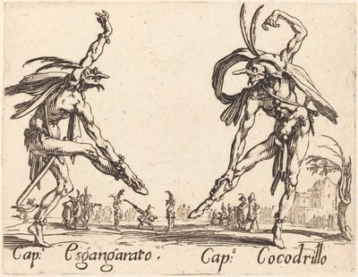 Kap. Esgangarato ja Cap. Krokotiili, c. 1622. tekijältä Jacques Callot