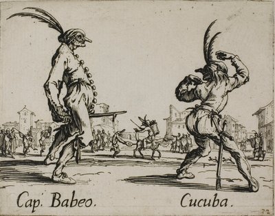 Kapteeni Babeo - Cucuba, lautanen 16, Balli di Sfessania tekijältä Jacques Callot